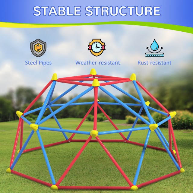 Outsunny Climbing Dome για παιδιά 3-8 ετών, Μεταλλική κατασκευή για 4 παιδιά, Ø183x90cm, Πολύχρωμο 34D-002V00RD