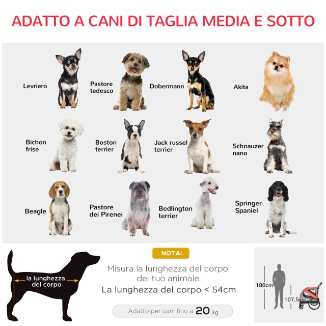 PawHut Dog Trailer με ανοιγόμενη είσοδο, ρόδες και σημαία, ατσάλι και ύφασμα Oxford, κόκκινο ασημί μαύρο D00-144RD