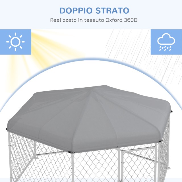 PawHut Large Dog Run με υφασμάτινη οροφή Oxford Proof UV, 2,1x1,85x...