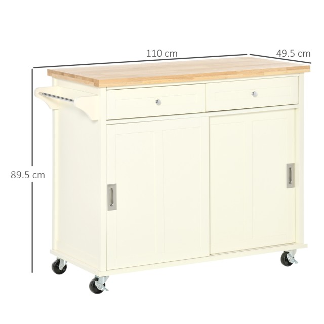 HOMCOM Kitchen Island για σκεύη και αξεσουάρ με συρτάρια, ντουλάπι ...
