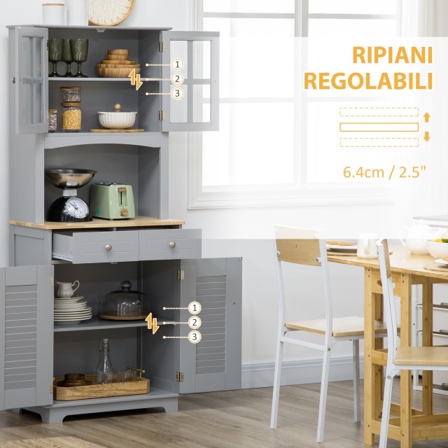 Ξύλινος Μπουφές 68 x 39.5 x 170 cm Χρώματος Γκρι HOMCOM 835-276V00GY