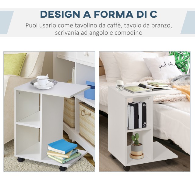 Τραπεζάκι σαλονιού HOMCOM σε σχήμα C με 2 ανοιχτά ράφια και 4 περισ...