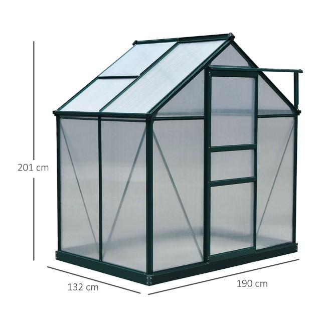 Outsunny Polycarbonate Garden Garden Anti UV 190x132x201cm, Φυτικό ...