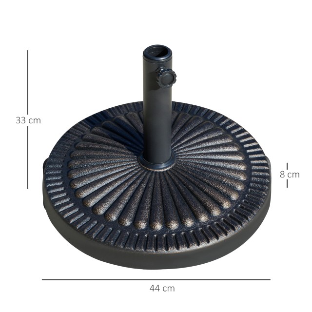 Outsunny 14,28kg Στρογγυλή βάση ομπρέλας ρητίνης με διακόσμηση, για κοντάρια 38mm και 48mm, Φ44x33cm, Μπρονζέ 84D-191