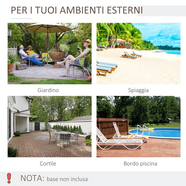Outsunny ανακλινόμενη ομπρέλα κήπου με άνοιγμα μανιβέλας, μεταλλικό κοντάρι και 6 νευρώσεις, Κρεμ Λευκό Φ227cm 84D-117CW