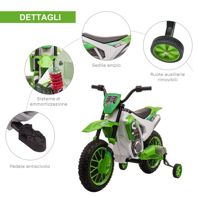 HOMCOM Electric Cross Bike για παιδιά 3-5 ετών - Πράσινο 370-165V90GN
