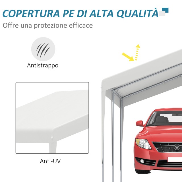 Φορητό γκαράζ Outsunny 4x4m με προστατευτικό κουβούκλιο UV, βροχής και ανέμου για οχήματα, γάμους και πάρτι - Λευκό 84C-295