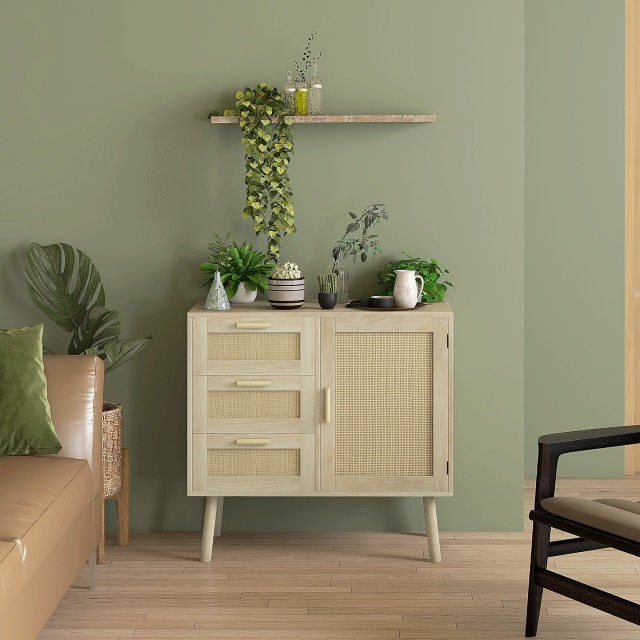 Ντουλάπι HOMCOM Πολλαπλών χρήσεων Boho Style με Ντουλάπι και 3 Συρτ...