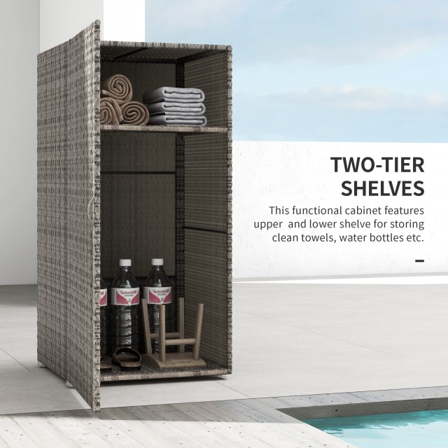 Έπιπλο κήπου Outsunny PE Rattan με 2 διαμερίσματα, 60x63x120cm, Γκρι 865-017V00GY