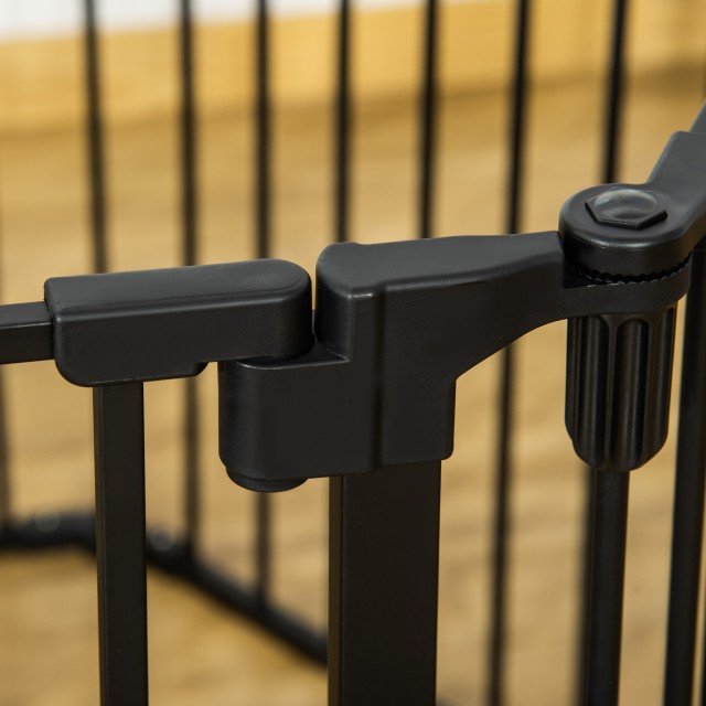 Πτυσσόμενη πύλη ασφαλείας PawHut 6 τμημάτων, Steel Dog Barrier Gate - Μαύρο D06-128
