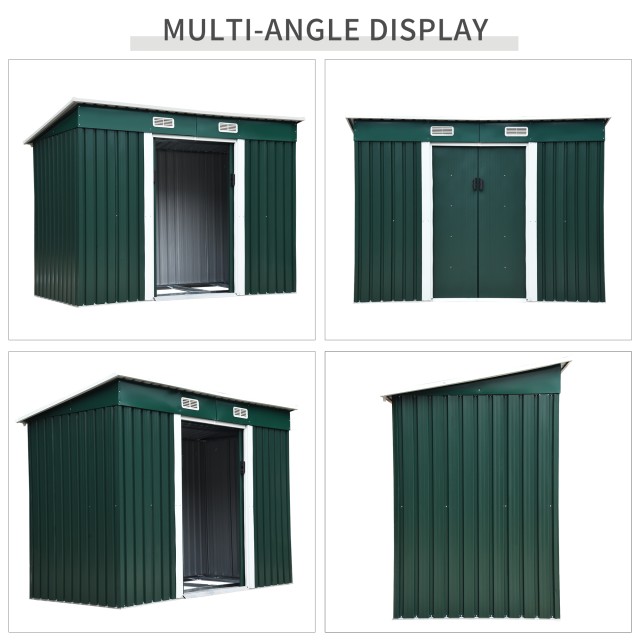 Outsunny Steel Αποθηκευτικό Υπόστεγο, Υπόστεγο Κήπου με 2 Συρόμενες Πόρτες, 255x133x182cm 845-079V01