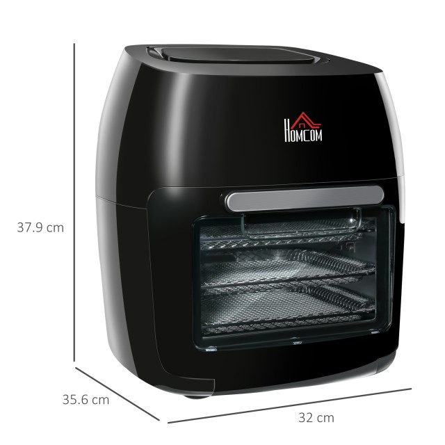HOMCOM Air Fryer 8 in 1 11 Lit 1800W, με αξεσουάρ και οθόνη LED 32x35,6x37,9 cm Μαύρη 800-121