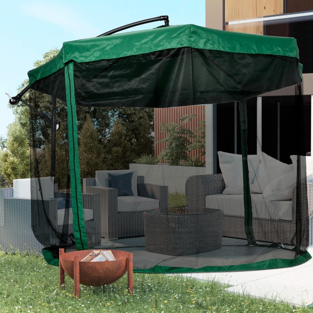 Ομπρέλα Outsunny Garden 3x3 m με κουνουπιέρα, άνοιγμα μανιβέλας και...