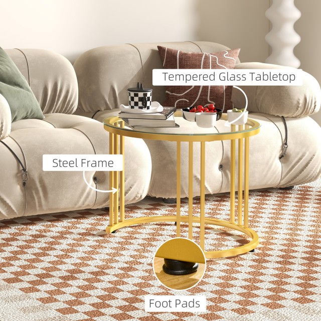 Σετ Στρογγυλά Nesting Τραπεζάκια Σαλονιού 60 x 47 cm 2 τμχ HOMCOM 8...