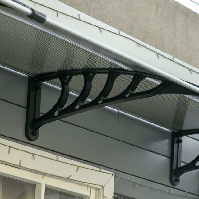 Outsunny Outdoor Shelter για Παράθυρα και Πόρτες, από Πολυκαρβονικό και Αλουμίνιο, 300x100x26cm - Καφέ B70-058V03