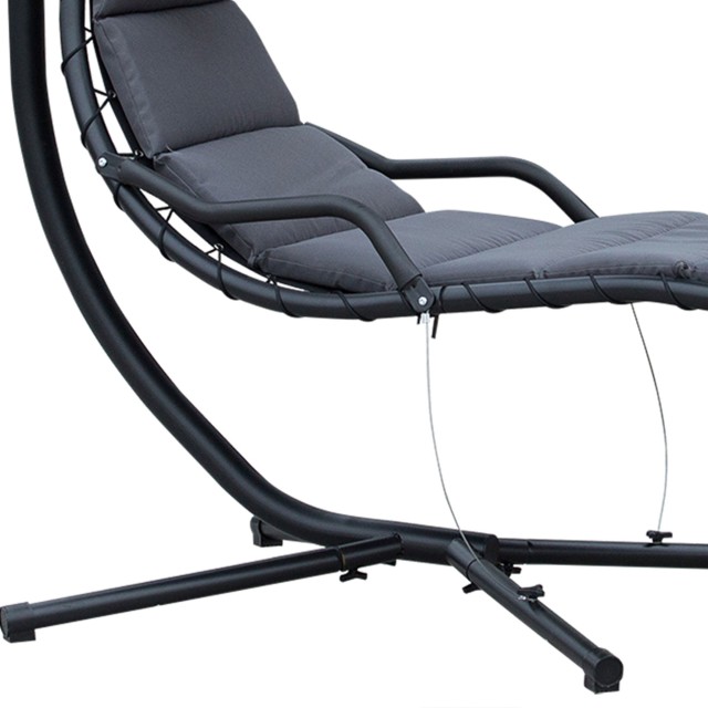 Outsunny Suspended Garden Lounger Κρεμαστή ξαπλώστρα με σκούρο γκρι οροφή 190 x 115 x 190 cm 84A-042CG
