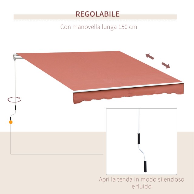 Outsunny Outsunny Outdoor Sun Shade Roller Blind Metal and Aluminium, 395x245cm, Rust Red 840-151CF