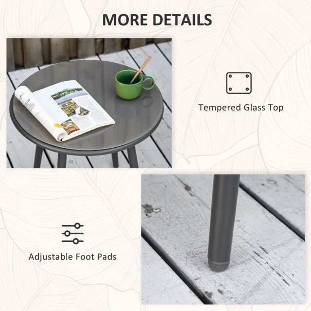 Outsunny Rattan Garden Lounge με 2 πολυθρόνες με μαξιλάρια και γυάλινο τραπεζάκι σαλονιού, γκρι 863-137V00CG