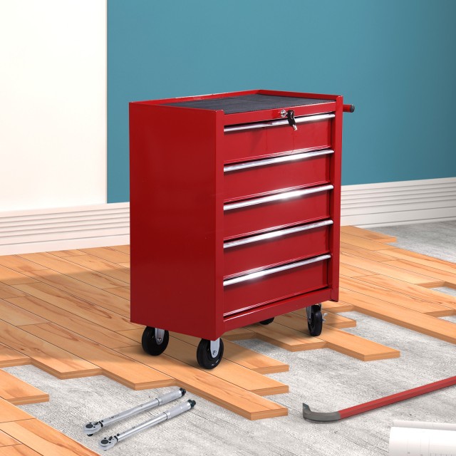 HomCom Trolley Toolbox for workshop, κόκκινο, 67,5x33x77cm E2-0004