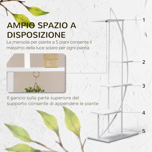 Stand λουλουδιών Outsunny 5 επιπέδων Crescent για εσωτερικούς και ε... Stand λουλουδιών Outsunny 5 επιπέδων Crescent για εσωτερικούς και ε...