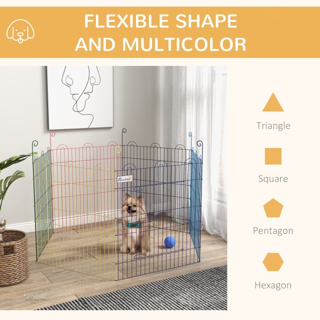 PawHut 6-Panel Metal Dog Gate με κούμπωμα, Ø120x60 cm, Πολύχρωμο D06-073V01MX