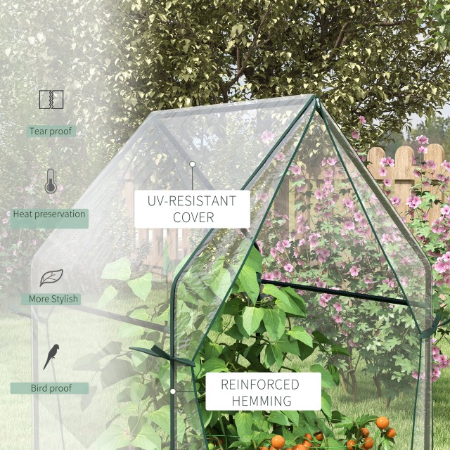 Outsunny Mini Garden Θερμοκήπιο με 2 Ρολόπορτες και κάλυμμα PE 90x90x145cm, Διαφανές 845-955V00CR