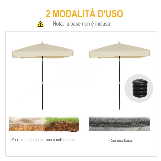Outsunny 200x200cm ομπρέλα εξωτερικού χώρου, Βεράντα, Κήπος με Τετράγωνο κουβούκλιο, Ρυθμιζόμενο και φορητό, Κρεμ Λευκό 84D-093CW