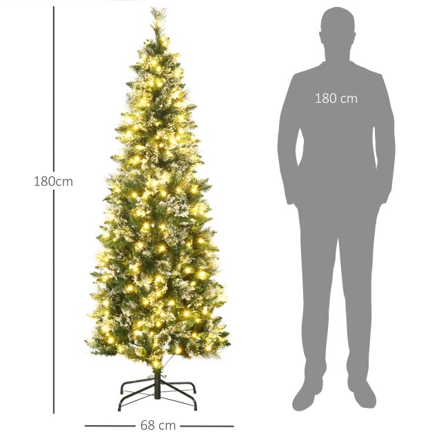 HOMCOM Χιονισμένο χριστουγεννιάτικο δέντρο 180cm με 240 φωτάκια LED και 618 κλαδιά με ατσάλινο βάση 830-760V90GN