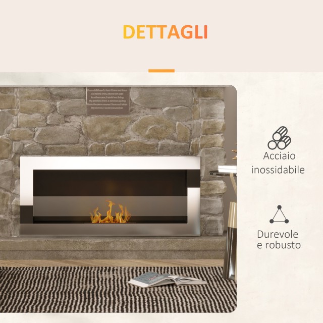 Τζάκι HOMCOM βιοαιθανόλης από ανοξείδωτο χάλυβα, 2,5 ώρες καύσης με...
