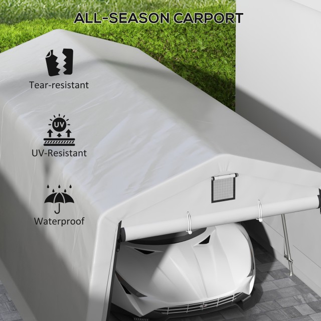 Outsunny Car and Party Tent με 2 πλαϊνά παράθυρα, από γαλβανισμένο ατσάλι και PE, 618x265/330x240 cm, ανοιχτό γκρι 84C-451V01LG