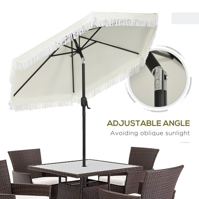 Outsunny Tilting Garden Umbrella 2,3x2,2m με κεντρικό κοντάρι και μανιβέλα, κρέμα 84D-310V00CW