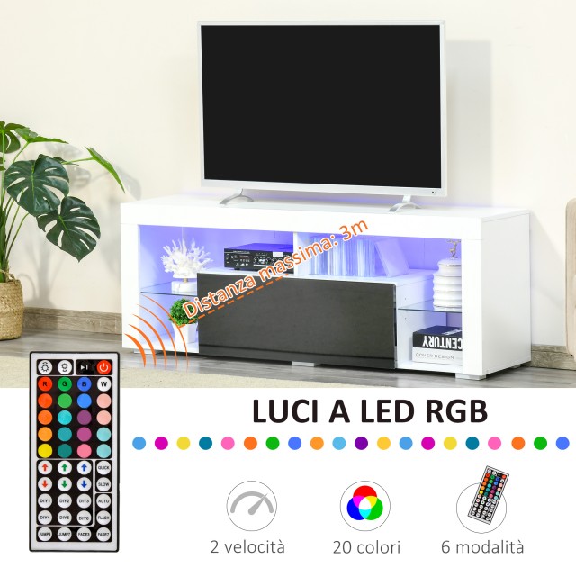 Ξύλινο Έπιπλο Τηλεόρασης με LED RGB Φωτισμό 140 x 35 x 52 cm HOMCOM 839-126V90BK