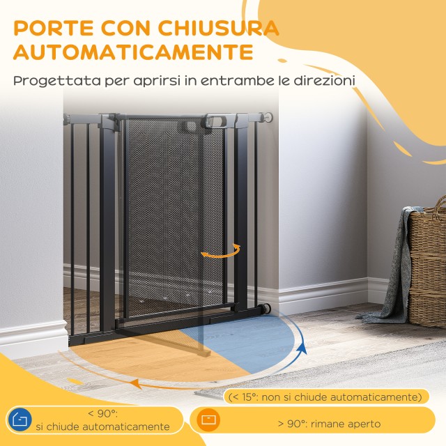 PawHut Extendable Pressure Dog Gate με Αυτόματο Κλείσιμο, σε ατσάλι και ABS, 75-103x76 cm, Μαύρο D06-144V01BK