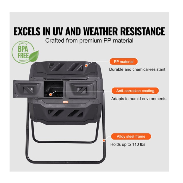 Κάδος Ταχείας Κομποστοποίησης 162.7 Lt 735 x 625 x 955 mm VEVOR FGD...