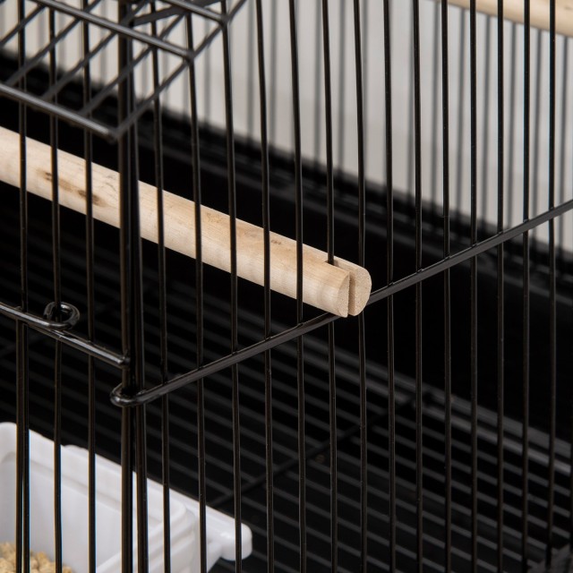 PawHut Bird Cage με λαβή μεταφοράς και αφαιρούμενο δίσκο, σε μέταλλο και πλαστικό, 50,5x41x63 cm, μαύρο D10-062V01BK