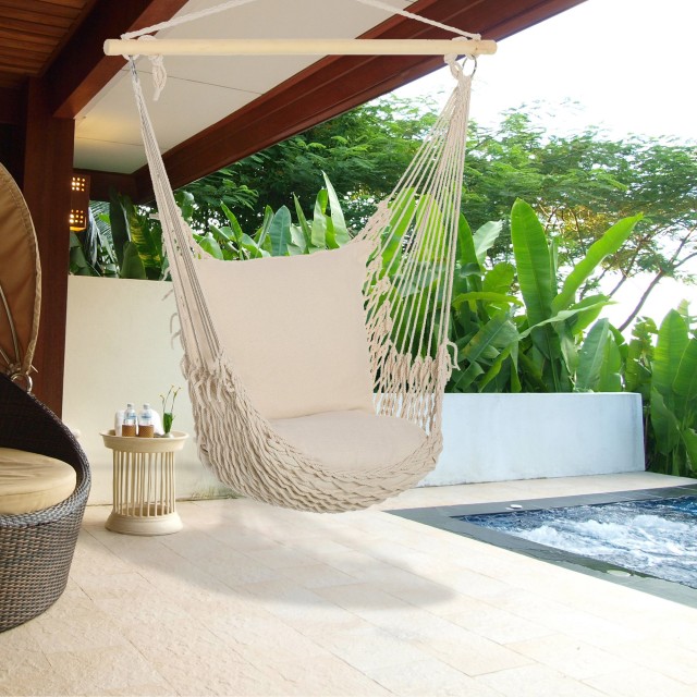Κούνια Outsunny Hammock με επένδυση με σχοινί για εσωτερικούς και εξωτερικούς χώρους, λευκό 84A-192