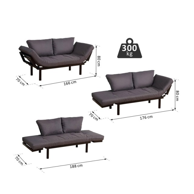 Καναπές - Κρεβάτι 3 σε 1 166 x 70 x 80 cm HOMCOM 833-392V70