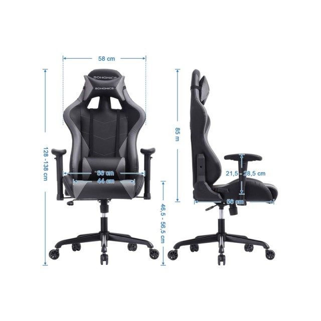 Καρέκλα Gaming 69 x 71 x 128-138 cm Χρώματος Γκρι Songmics RCG42BG