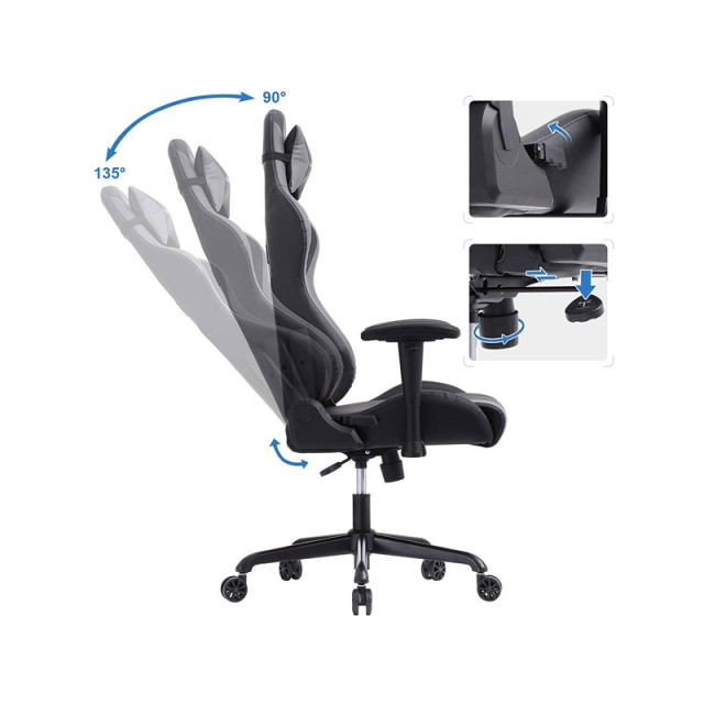 Καρέκλα Gaming 69 x 71 x 128-138 cm Χρώματος Γκρι Songmics RCG42BG