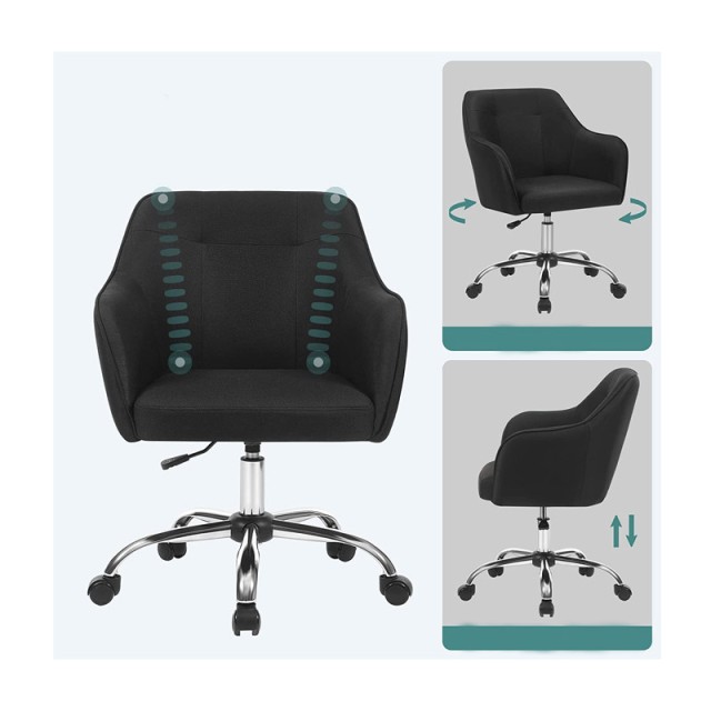 Καρέκλα Γραφείου  65 x 69 x 83-93 cm Χρώματος Μαύρο Songmics OBG019B01