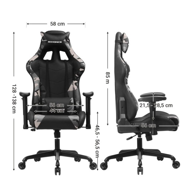 Καρέκλα Gaming 69 x 71 x 128-138 cm Songmics RCG42GY