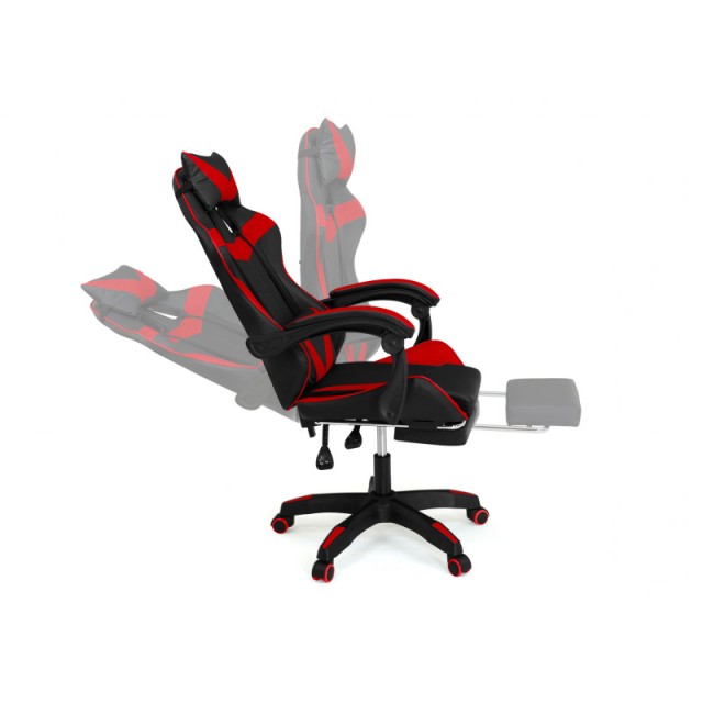 Καρέκλα Gaming με Υποπόδιο 63 x 62 x 114-124 cm Χρώματος Κόκκινο - Μαύρο Idomya 30078800