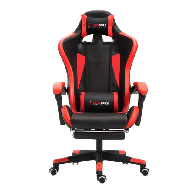 Καρέκλα Gaming με Υποπόδιο Χρώματος Κόκκινο Herzberg HG-8080RED