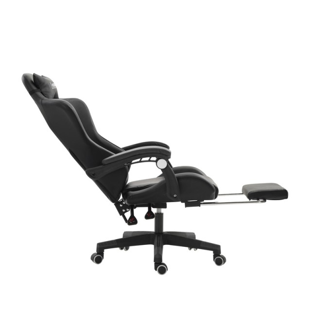 Καρέκλα Gaming με Υποπόδιο Χρώματος Μαύρο Herzberg HG-8080BLK