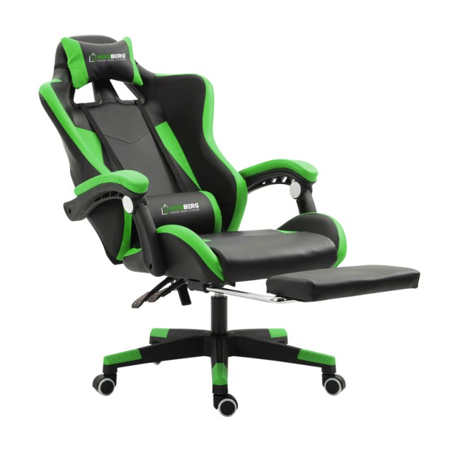 Καρέκλα Gaming με Υποπόδιο Χρώματος Πράσινο Herzberg HG-8080GRN