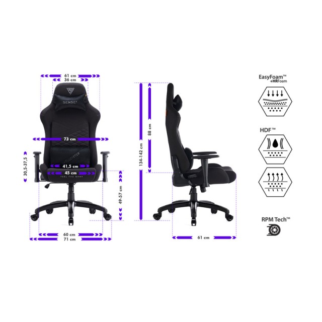 Καρέκλα Gaming Χρώματος Μαύρο SENSE7 Spellcaster XL 12578740