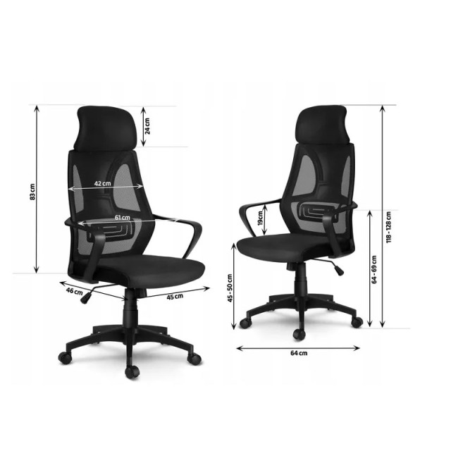 Καρέκλα Γραφείου 64 x 46 x 118-128 cm Χρώματος Μαύρο Praga Sofotel ...