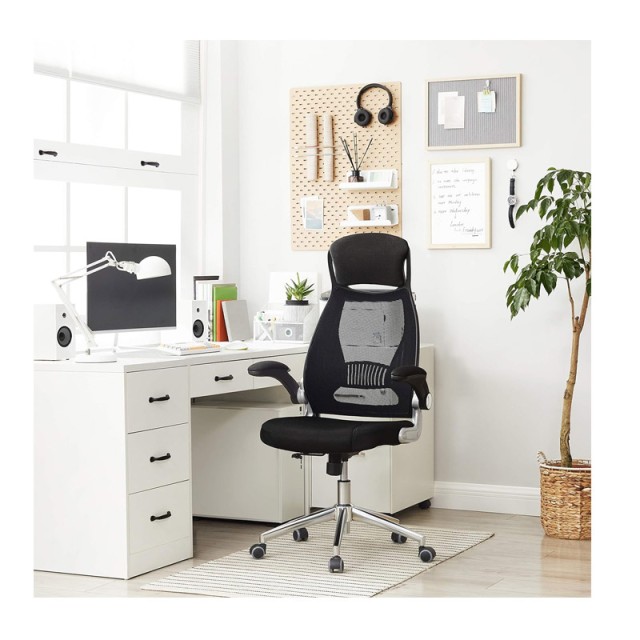 Καρέκλα Γραφείου 64 x 55 x 117-126.5 cm Χρώματος Μαύρο Songmics OBN86BK