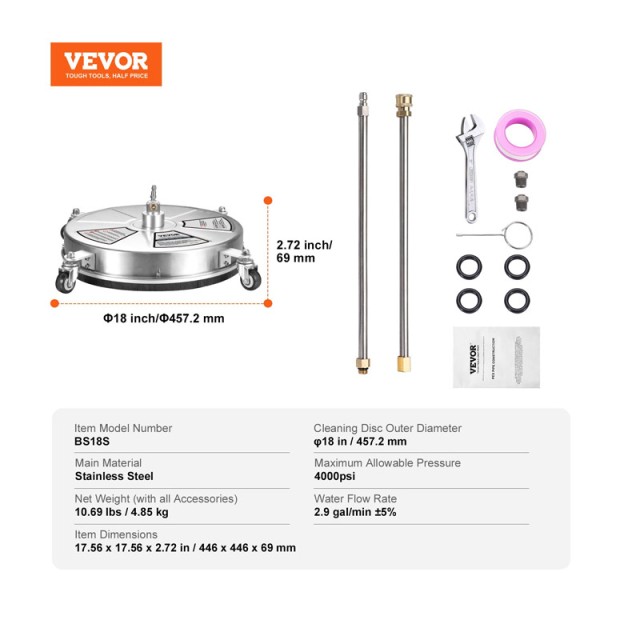 Καθαριστικό Μηχάνημα Επιφάνειας 4000 PSI 10.9 Lt/min VEVOR GYQXJBMQJQBXWXXFTV0