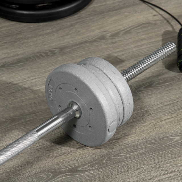 SPORTNOW Barbell για Squats, Deadlifts και Lifts, για Ø2,5 cm Βάρη από 100kg mx, σε ατσάλι, Ø2,5x170 cm, Ασημί A91-258V00SR